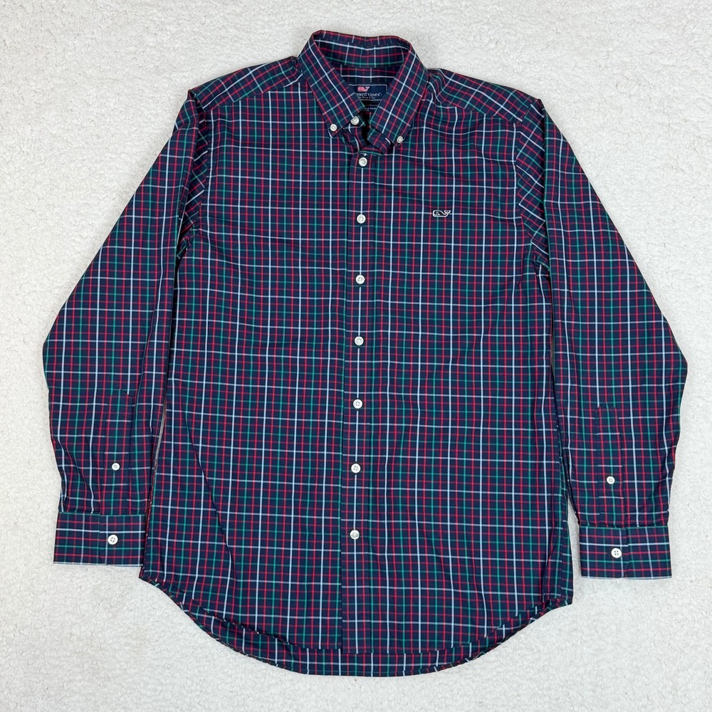 Lot of 2 Vineyard Vines Mens Medium Slim Fit Whale Shirts Plaid Gingham Blue Red - Picture 3 of 13